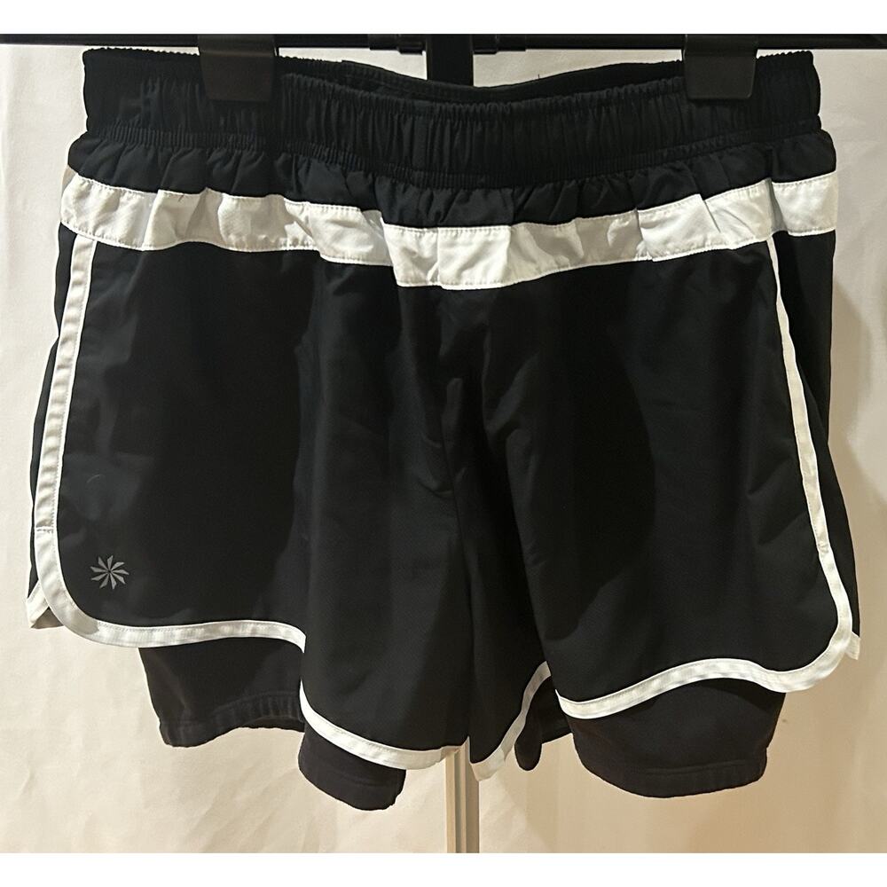 Athleta Hana 2-in-1 Workout Shorts in Black/White Women's size S